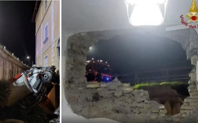 Camion dei rifiuti sfonda il muro ed entra in casa, grave l’inquilina
