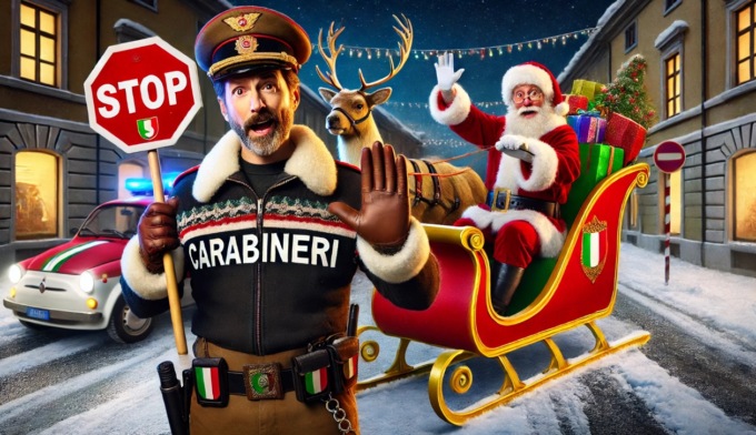 “Non rispetta il nuovo Codice della Strada”: i Carabinieri fermano… la slitta di Babbo Natale
