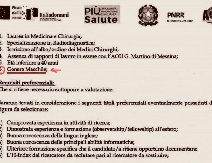 Bando per soli uomini: bufera sul Policlinico universitario di Messina (e il tema è la prevenzione del tumore al seno…)