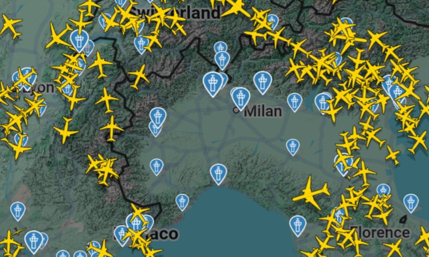 traffico aereo in tempo reale