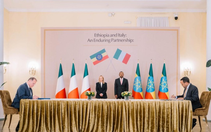 Meloni durante il meeting con il presidente etiope