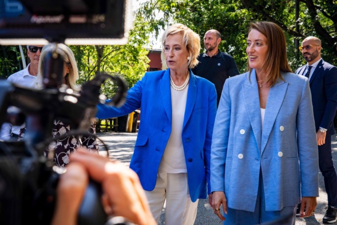 Letizia Moratti accoglie la presidente del Parlamento europeo alla Comunità San Patrignano
