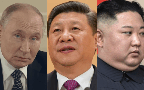 Putin, Xi e Kim seduti uno accanto all’altro alla parata militare in Cina