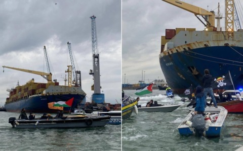 A Venezia una “mini-Flotilla” ha cercato di bloccare nel porto una nave cargo diretta in Israele