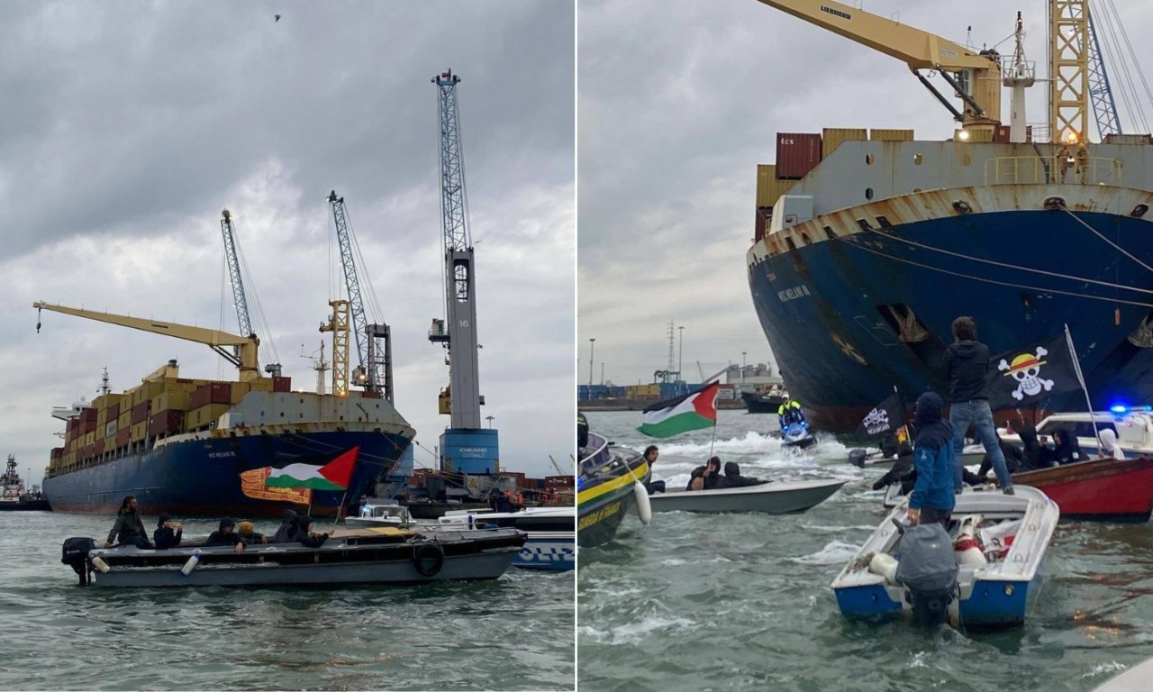 A Venezia una “mini-Flotilla” ha cercato di bloccare nel porto una nave cargo diretta in Israele