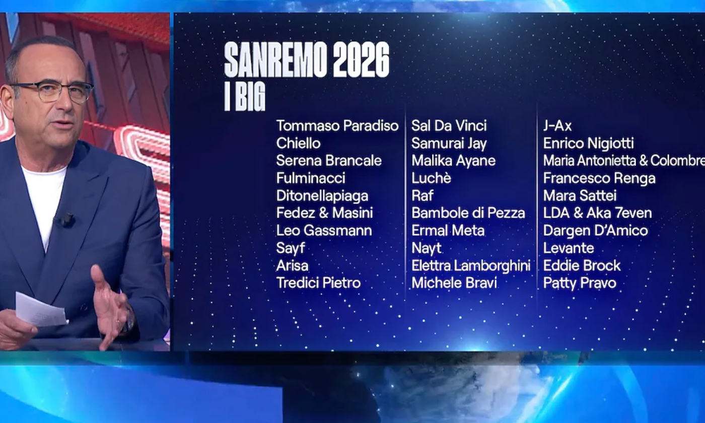 Annunciato il cast del Festival di Sanremo 2026, di dove sono i 30 big