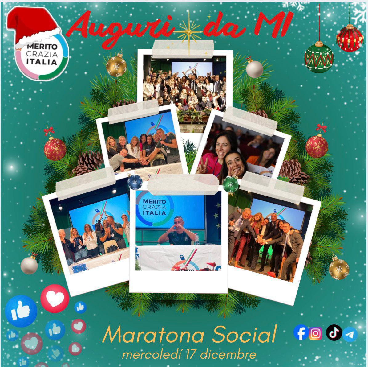 Maratona Natalizia, mercoledì 17 novembre 2025 gli auguri di Meritocrazia Italia su tutte le pagine social