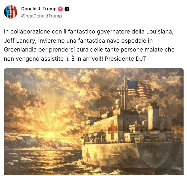 Trump alla Groenlandia: "Vi mando una nave ospedale". La premier danese: "Grazie, ma da noi la sanità è gratuita"