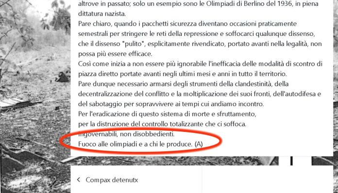 Sabotaggi treni, la rivendicazione degli anarchici: “Fuoco sulle Olimpiadi (e su chi le produce)”