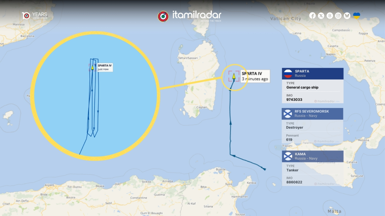 Cosa ci fa la nave russa Sparta IV al largo della Sardegna