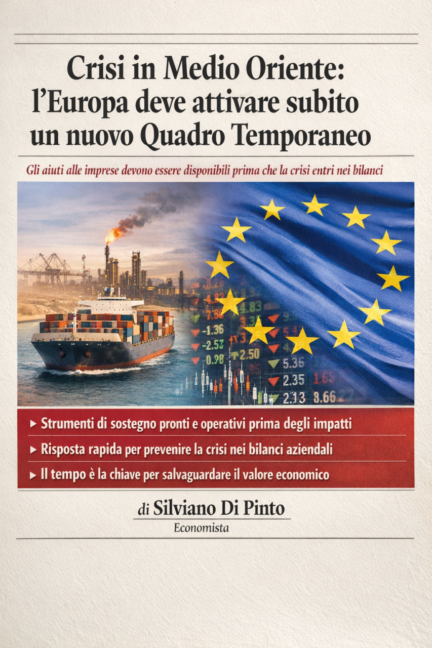 Crisi in Medio Oriente: l’Europa deve attivare subito un nuovo Quadro Temporaneo