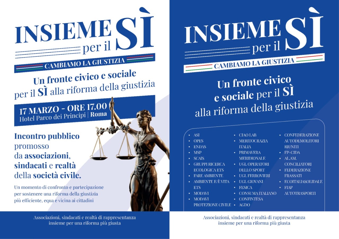 Referendum Giustizia: nasce il fronte del “Sì” dei corpi intermedi. Il mondo dell’associazionismo si schiera per la riforma