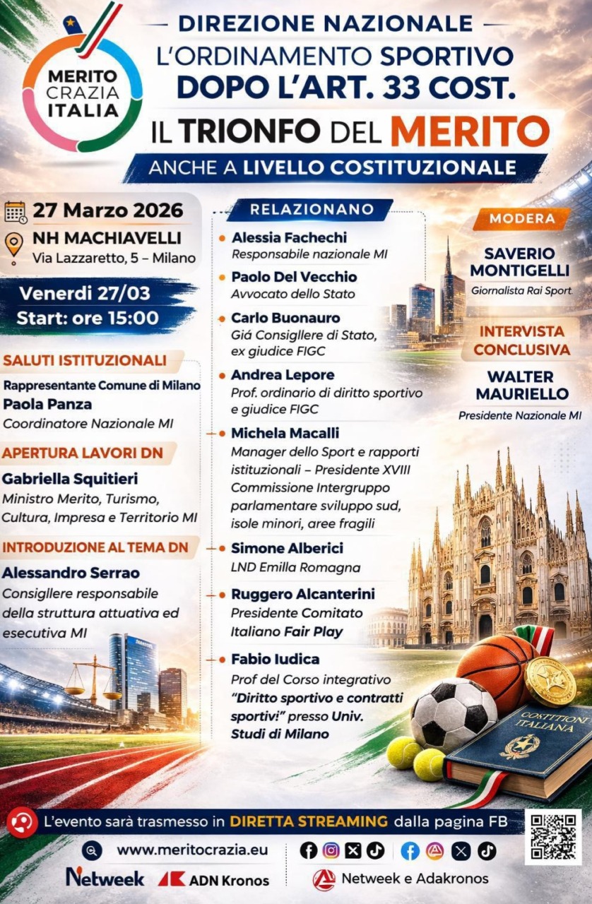 Venerdì 27 e sabato 28 marzo Meritocrazia Italia si raduna a Milano per la Direzione Nazionale