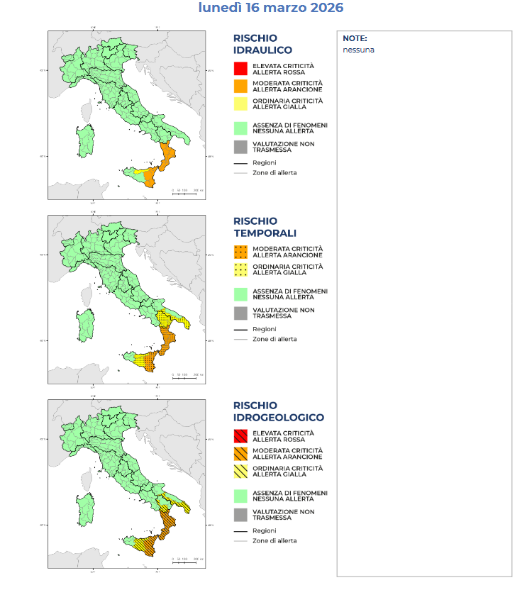 Allerta meteo arancione al Sud: Calabria e Sicilia sotto piogge intense e rischio frane