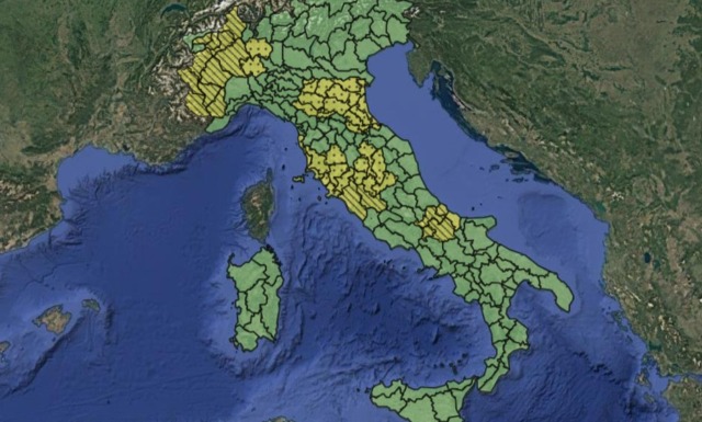 Allerta meteo gialle in nove Regioni: dal Nord-Ovest, al Tirreno e al Molise
