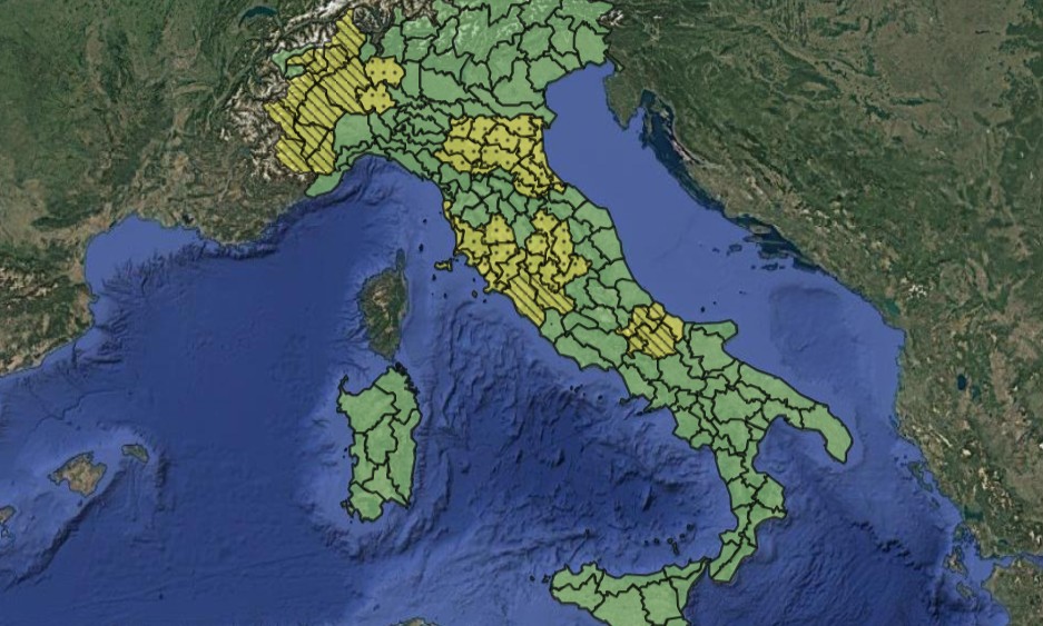 Allerta meteo gialle in nove Regioni: dal Nord-Ovest, al Tirreno e al Molise