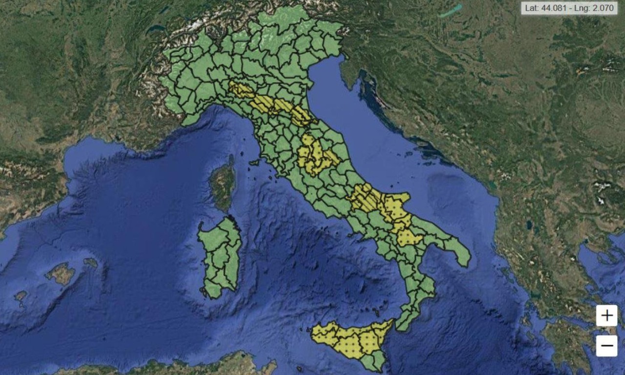 Ancora allerta meteo gialla in otto Regioni tra Centro e Sud-Italia