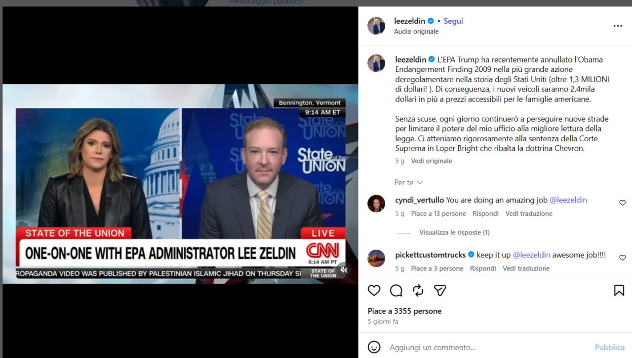 Lee Zeldin, responsabile dell'ambiente, alla conferenza dei negazionisti climatici: "Emissioni di CO₂ sono salutari"