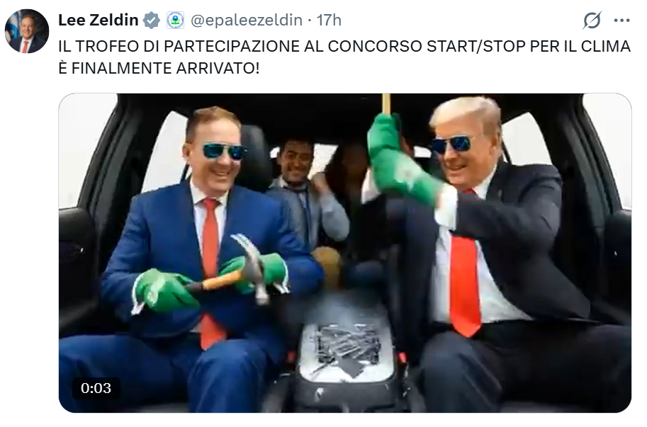 Lee Zeldin, responsabile dell'ambiente, alla conferenza dei negazionisti climatici: "Emissioni di CO₂ sono salutari"