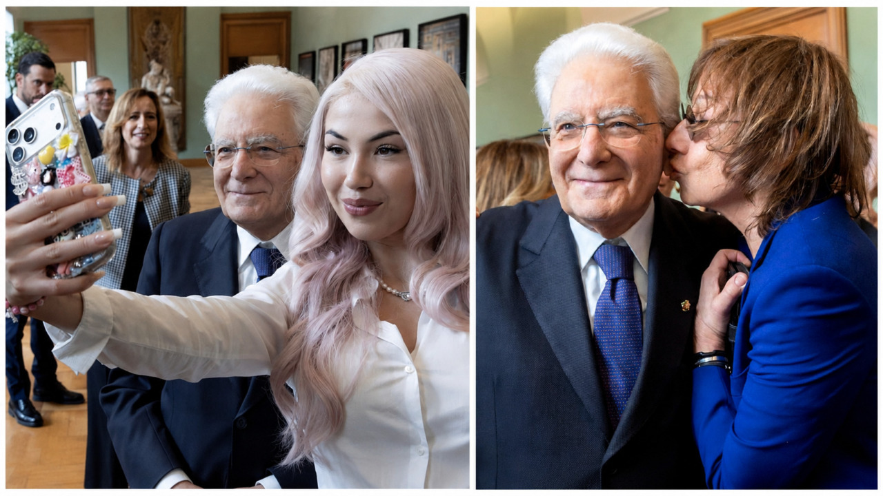 Mattarella accoglie gli artisti della Siae al Quirinale ed è subito show. Virale il bacio di Gianna Nannini
