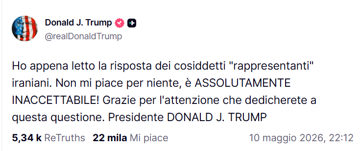 Di nuovo rottura, Trump rifiuta la proposta dell'Iran: "Inaccettabile"