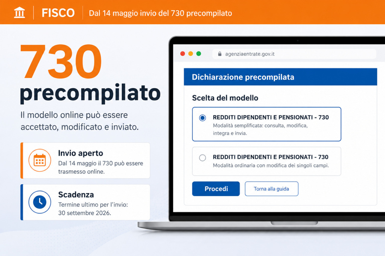 Fisco, da ieri 14 maggio è possibile inviare la versione precompilata del 730