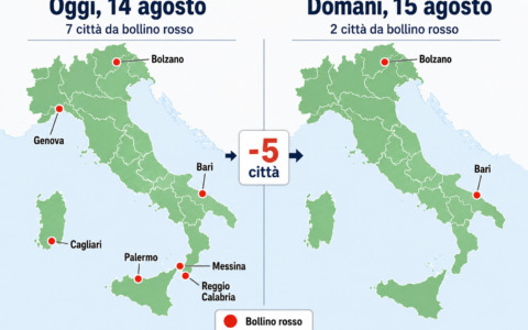 Oggi “solo” sette città da bollino rosso, domani restano solo le maglie nere Bolzano e Bari