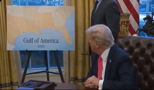 Trump ridisegna ancora la geografia: dopo il Golfo del Messico, bandiera Usa su Hormuz