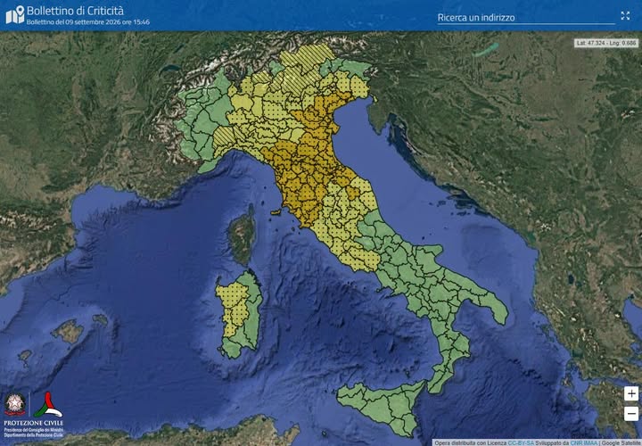 Temporali sull’Italia, scatta l’allerta: quattro regioni in arancione e 12 in giallo